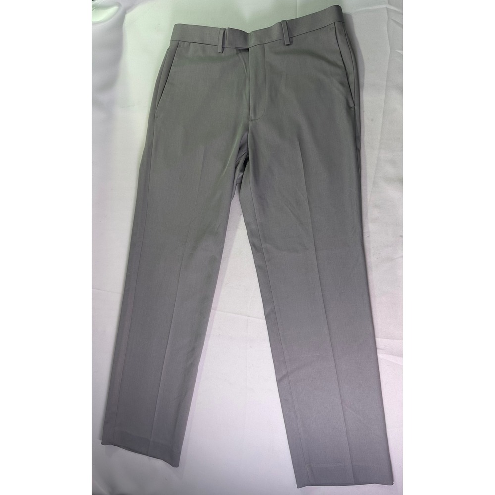 Claiborne Easy Care Flat Front Men Gray Dress Pants Business Office Slacks 30/30